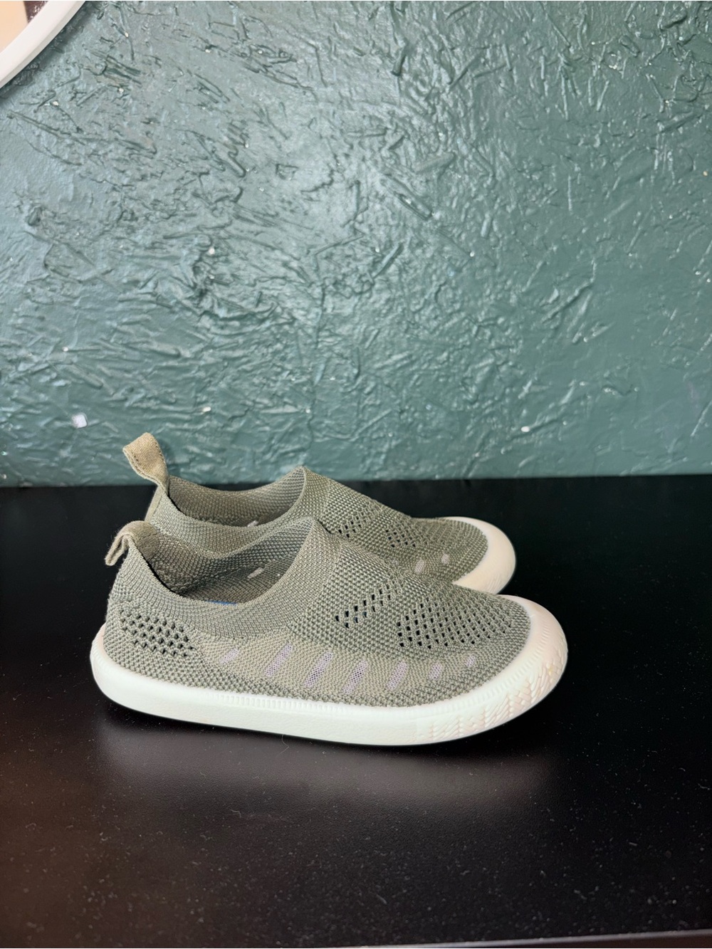 Kids Slip-On Knit Sneakers in Olive Green
